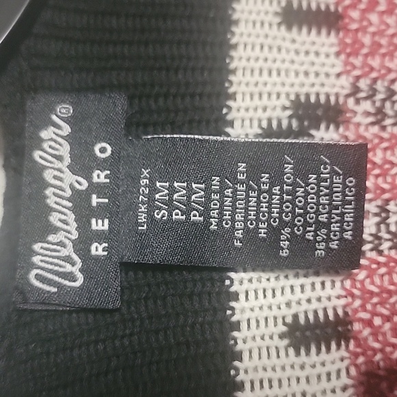 Wrangler Retro S/M Black, Red, White Patterned Sweater - Picture 2 of 6